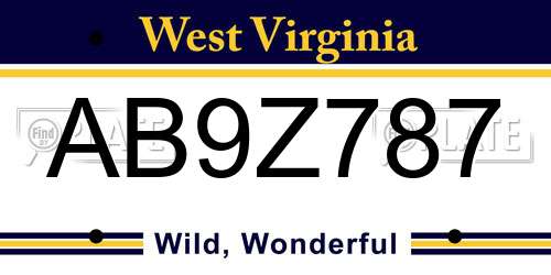 AB9Z787 West Virginia License Plate