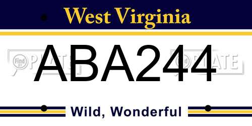 ABA244 West Virginia License Plate