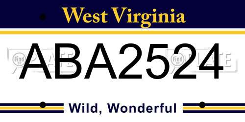 ABA2524 West Virginia License Plate