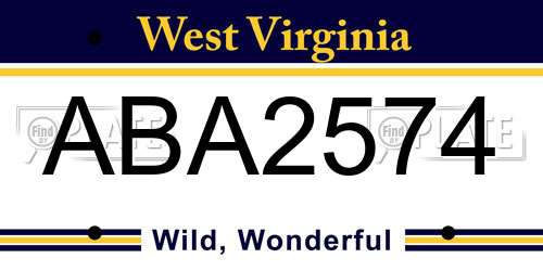 ABA2574 West Virginia License Plate