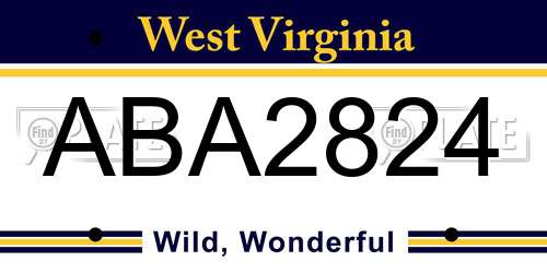 ABA2824 West Virginia License Plate