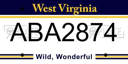 ABA2874 West Virginia License Plate