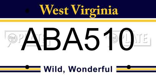 ABA510 West Virginia License Plate