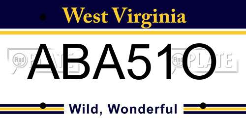 ABA51O West Virginia License Plate