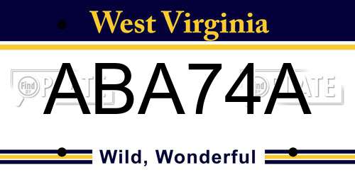 ABA74A West Virginia License Plate