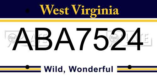 ABA7524 West Virginia License Plate