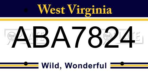 ABA7824 West Virginia License Plate
