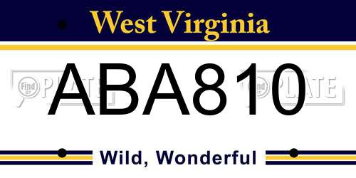 ABA810 West Virginia License Plate