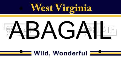 ABAGAIL West Virginia License Plate