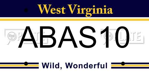 ABAS10 West Virginia License Plate