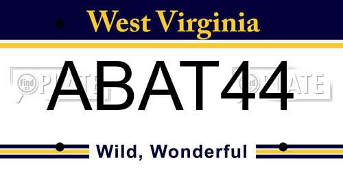 ABAT44 West Virginia License Plate