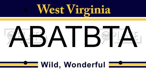 ABATBTA West Virginia License Plate