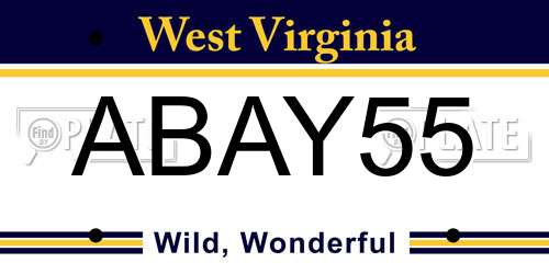 ABAY55 West Virginia License Plate