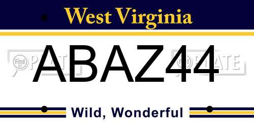 ABAZ44 West Virginia License Plate