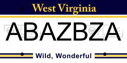 ABAZBZA West Virginia License Plate