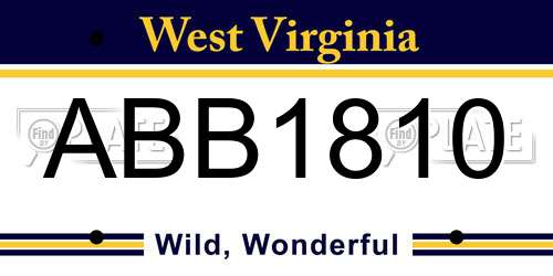 ABB1810 West Virginia License Plate