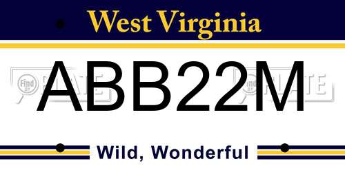 ABB22M West Virginia License Plate