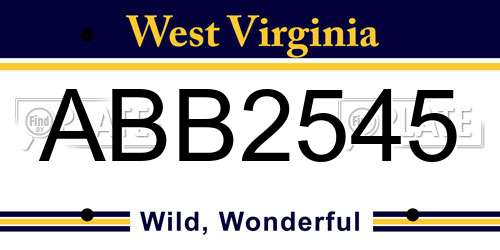 ABB2545 West Virginia License Plate