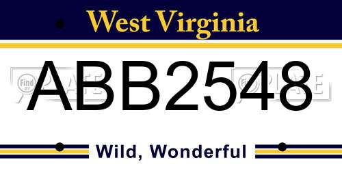 ABB2548 West Virginia License Plate