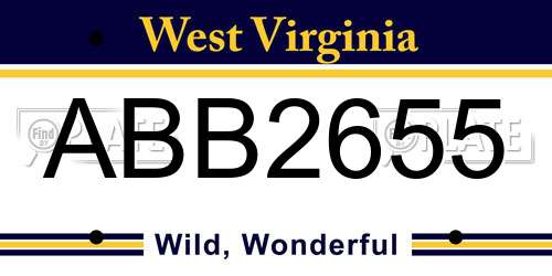 ABB2655 West Virginia License Plate