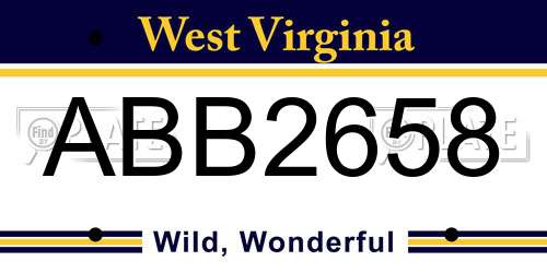 ABB2658 West Virginia License Plate