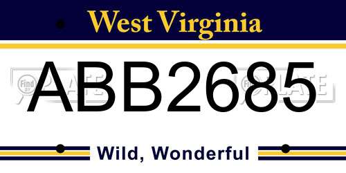 ABB2685 West Virginia License Plate