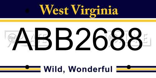 ABB2688 West Virginia License Plate