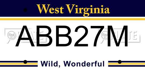 ABB27M West Virginia License Plate