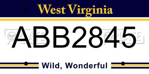 ABB2845 West Virginia License Plate