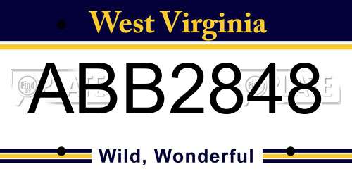 ABB2848 West Virginia License Plate