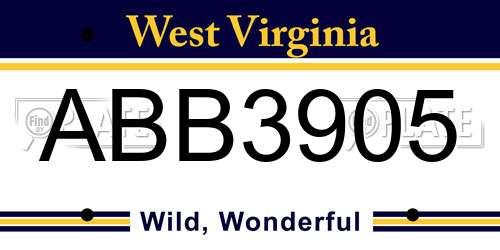 ABB3905 West Virginia License Plate