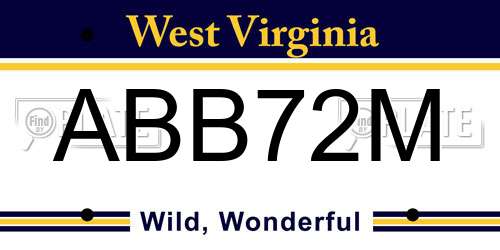 ABB72M West Virginia License Plate