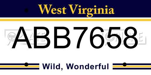 ABB7658 West Virginia License Plate