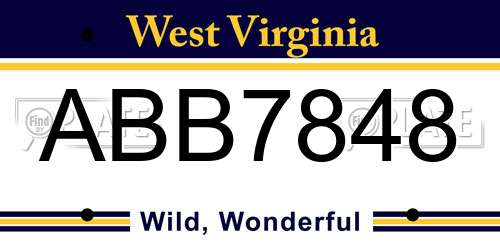 ABB7848 West Virginia License Plate