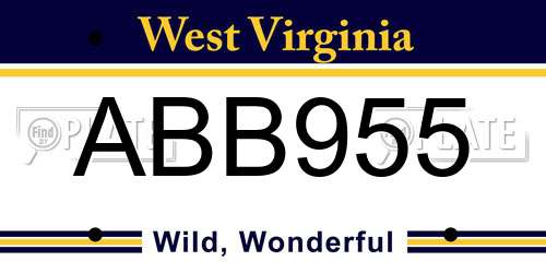 ABB955 West Virginia License Plate