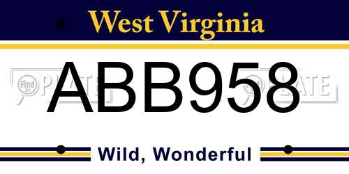 ABB958 West Virginia License Plate
