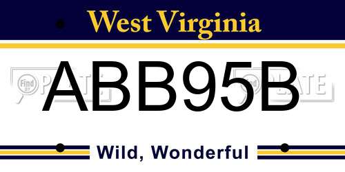 ABB95B West Virginia License Plate