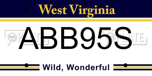 ABB95S West Virginia License Plate