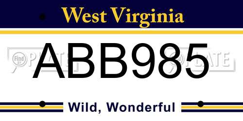 ABB985 West Virginia License Plate