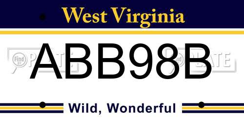 ABB98B West Virginia License Plate