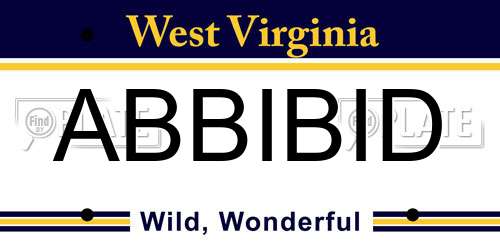ABBIBID West Virginia License Plate