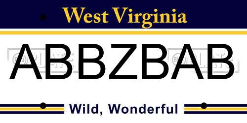 ABBZBAB West Virginia License Plate