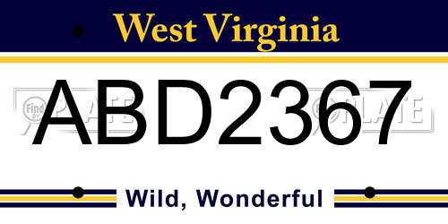 ABD2367 West Virginia License Plate