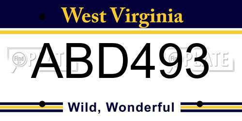 ABD493 West Virginia License Plate