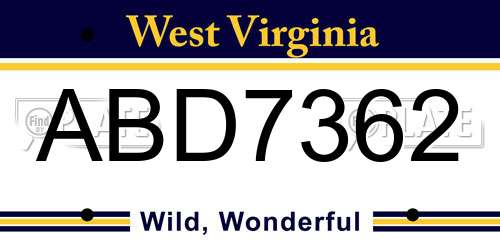 ABD7362 West Virginia License Plate