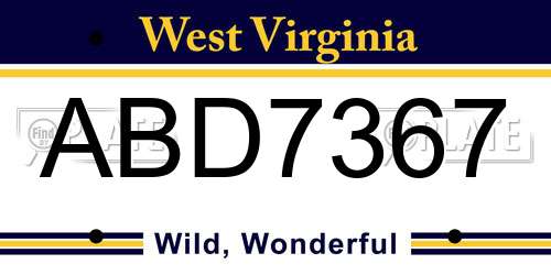 ABD7367 West Virginia License Plate