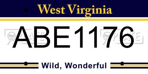 ABE1176 West Virginia License Plate