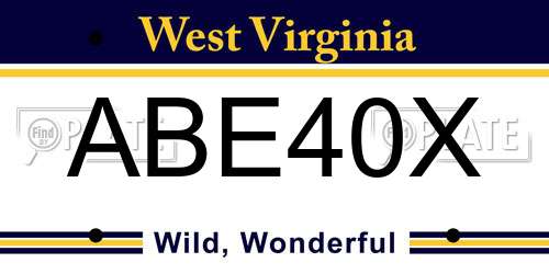 ABE40X West Virginia License Plate