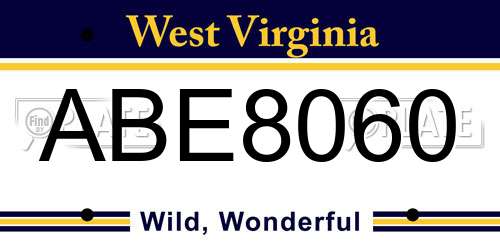 ABE8060 West Virginia License Plate