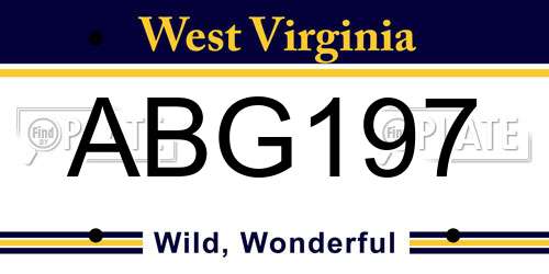 ABG197 West Virginia License Plate